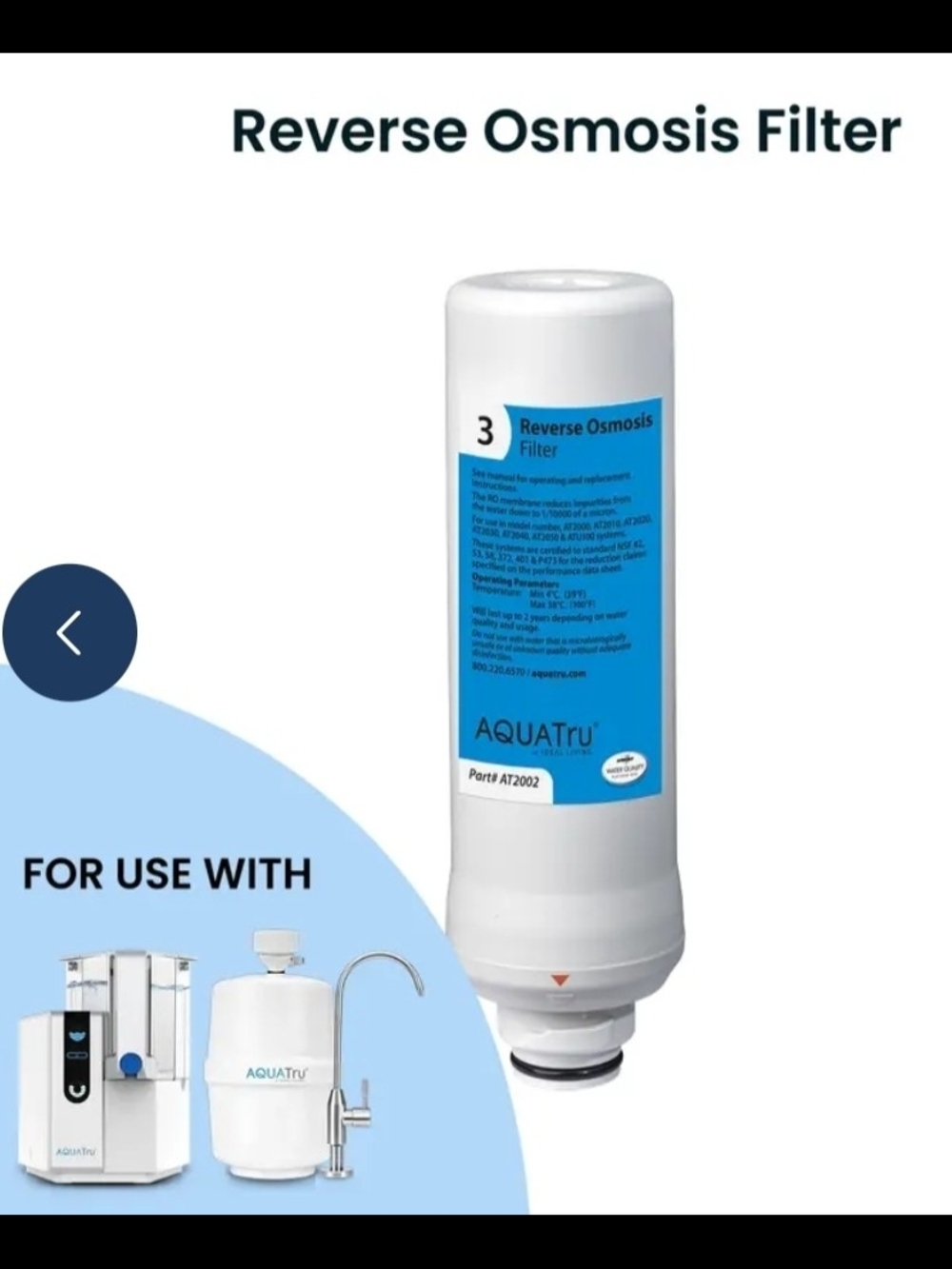 AquaTru Reverse Osmosis Stage 3 Filter - Picture 3 of 4